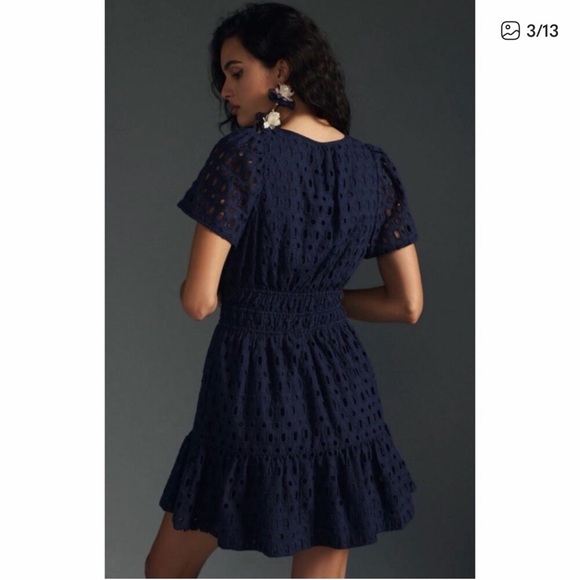 Anthropologie Navy Eyelet Somerset Mini Dress - Picture 6 of 6
